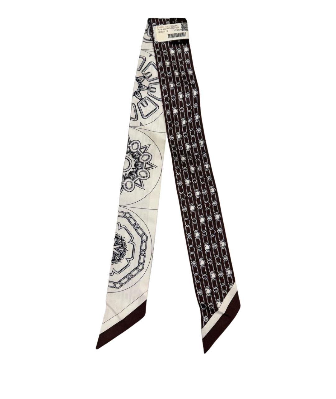 HERMES Коричневый шелковый платок, фото 1