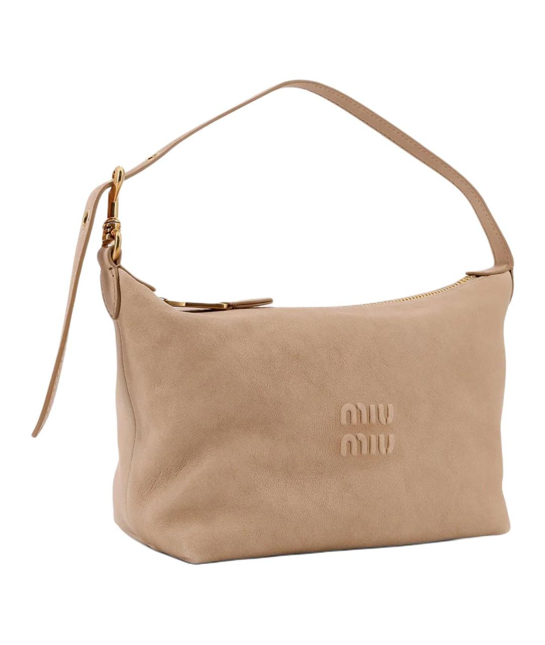 MIU MIU Бежевая кожаная сумка через плечо, фото 2