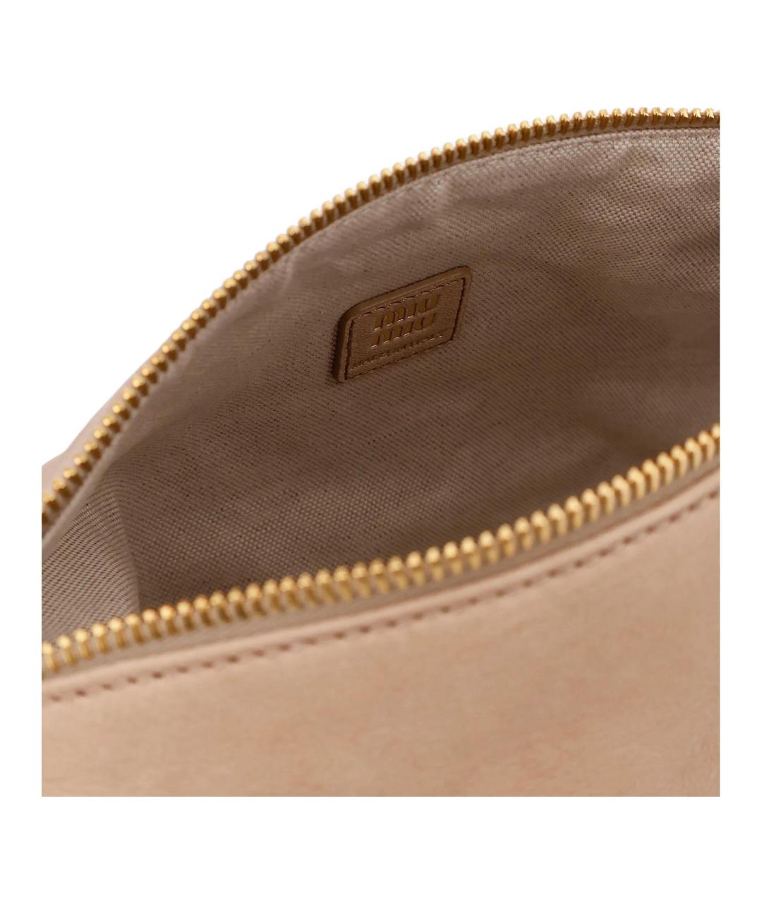 MIU MIU Бежевая кожаная сумка через плечо, фото 5