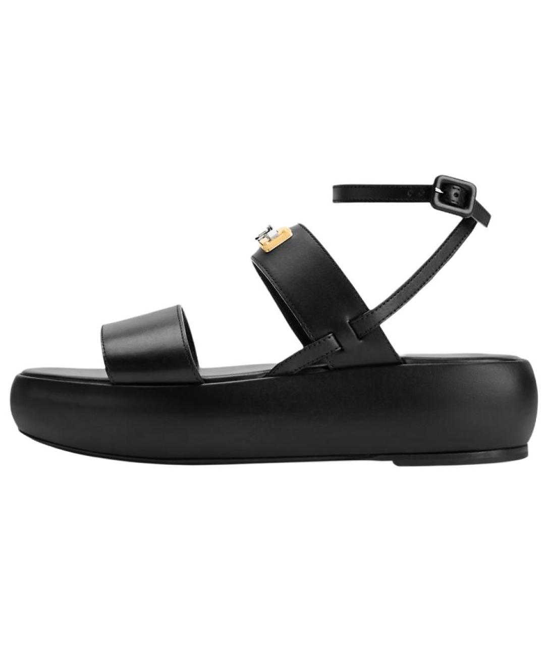 LOUIS VUITTON Черные кожаные сандалии, фото 2