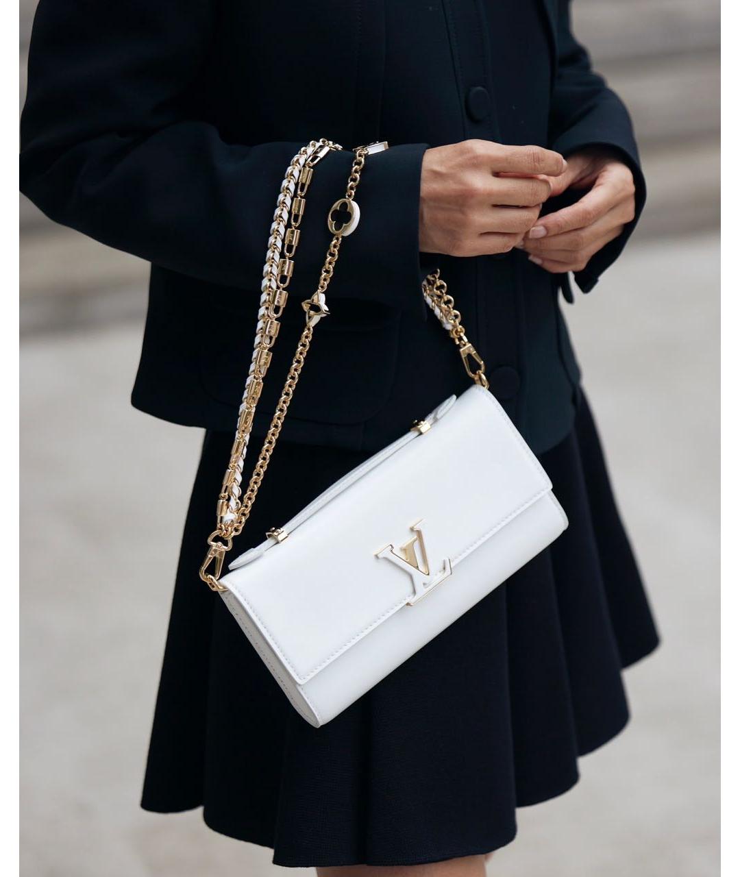 LOUIS VUITTON Белая кожаная сумка через плечо, фото 7