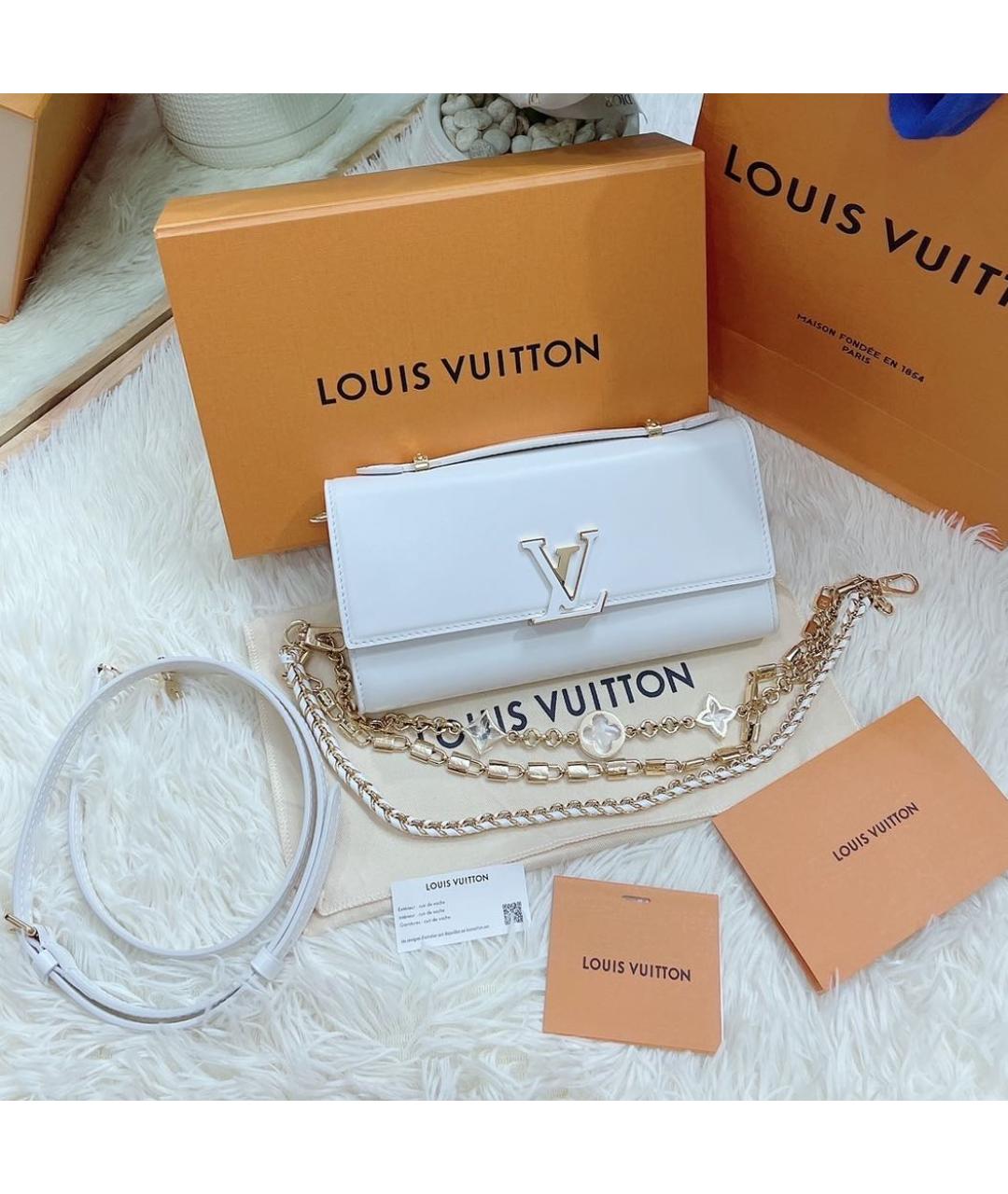 LOUIS VUITTON Белая кожаная сумка через плечо, фото 2