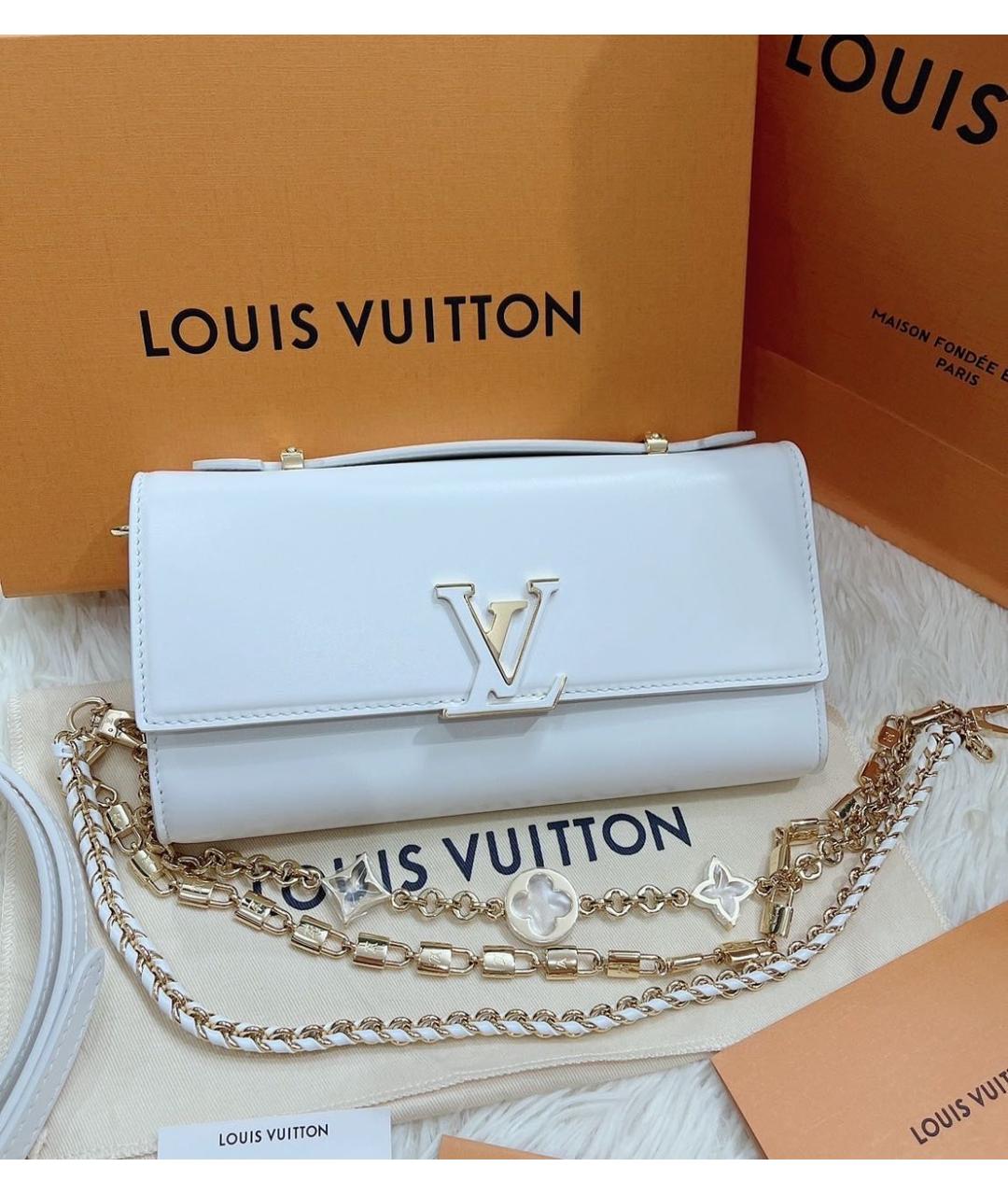 LOUIS VUITTON Белая кожаная сумка через плечо, фото 3