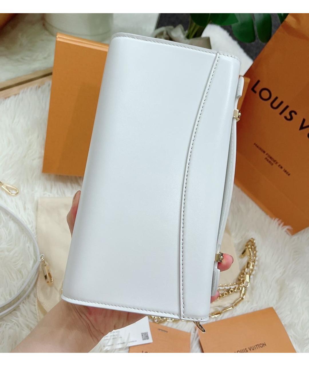 LOUIS VUITTON Белая кожаная сумка через плечо, фото 4