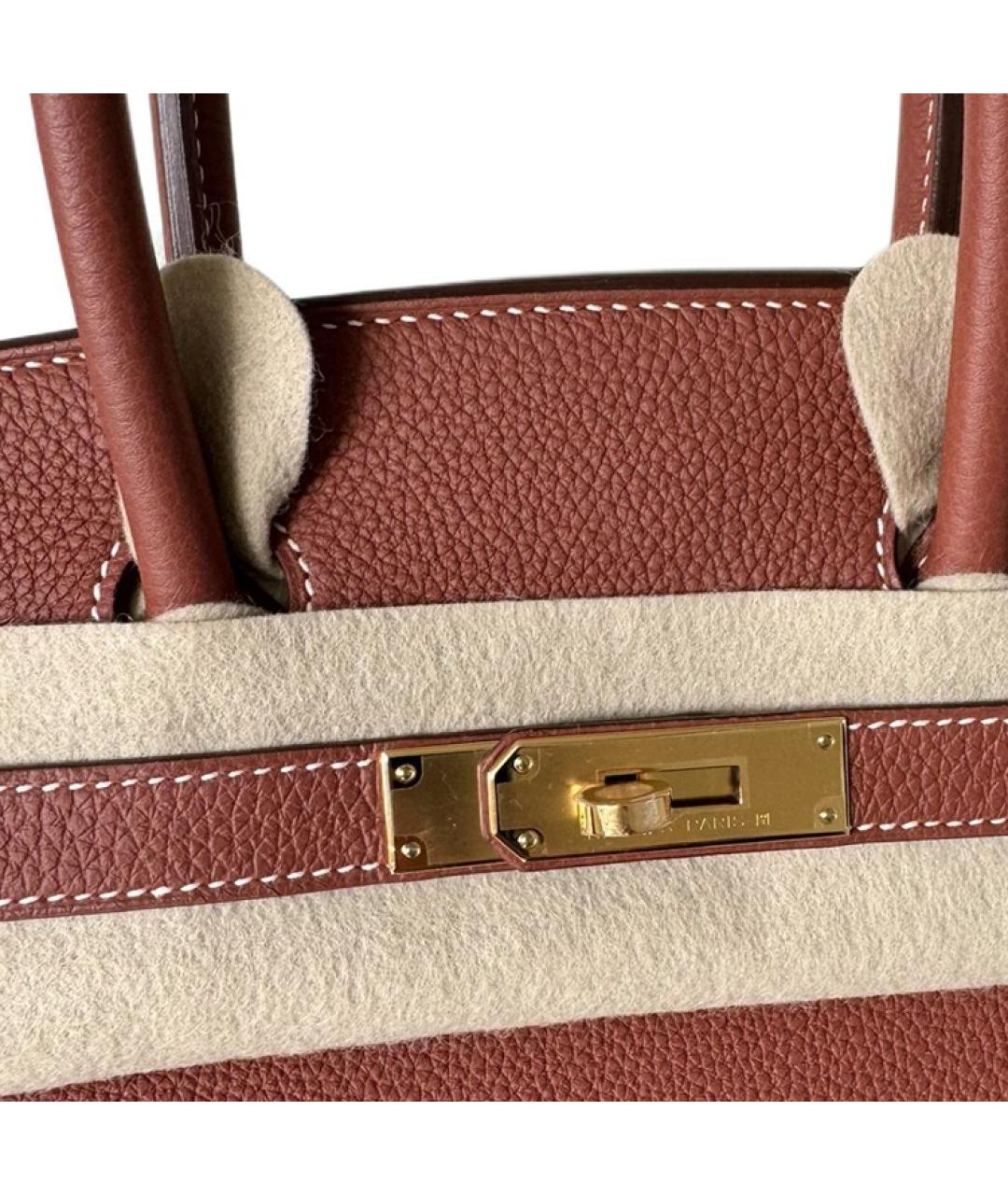 HERMES Коричневая кожаная сумка тоут, фото 4