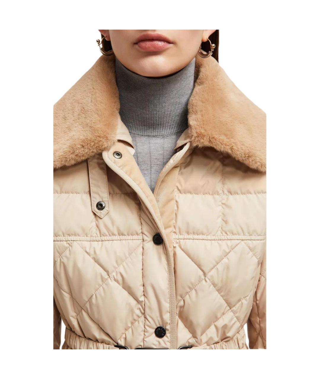 MONCLER Бежевая полиамидовая куртка, фото 4