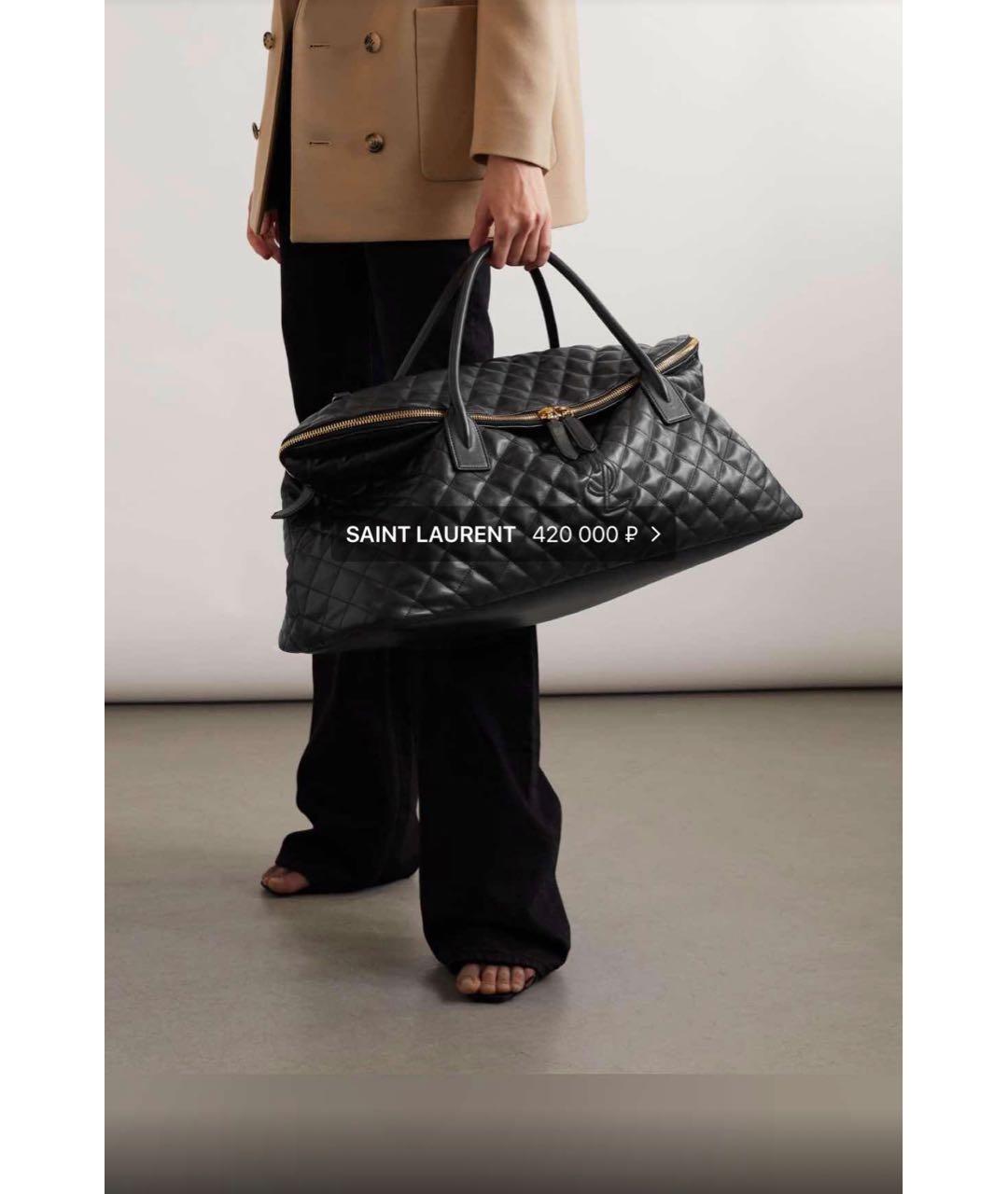 SAINT LAURENT Черная кожаная сумка тоут, фото 8