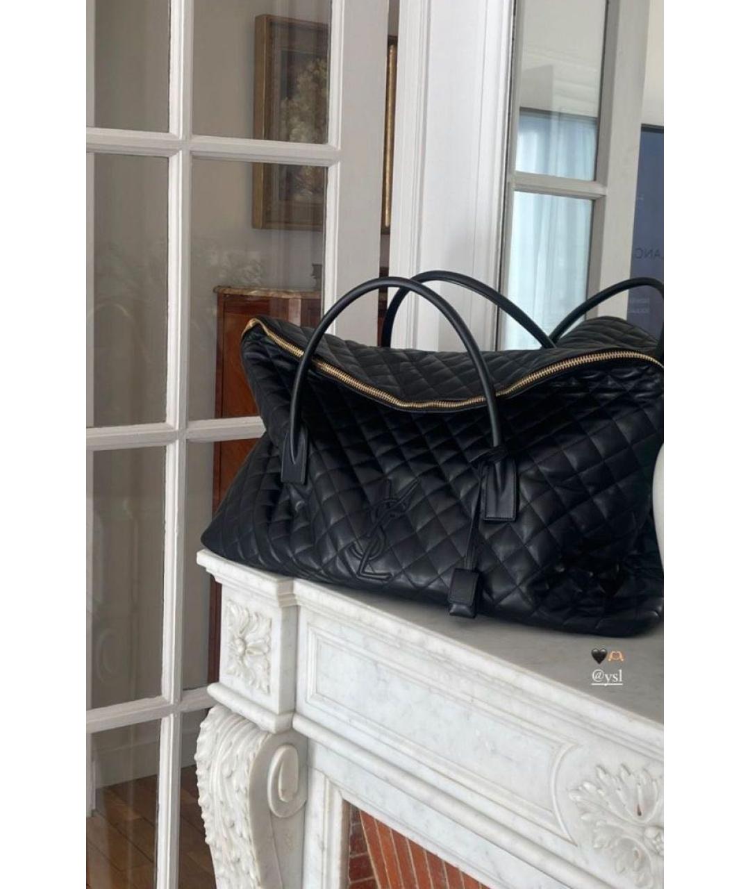 SAINT LAURENT Черная кожаная сумка тоут, фото 6
