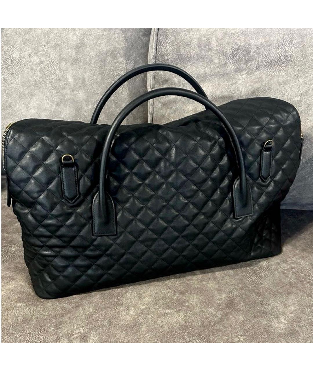 SAINT LAURENT Черная кожаная сумка тоут, фото 3