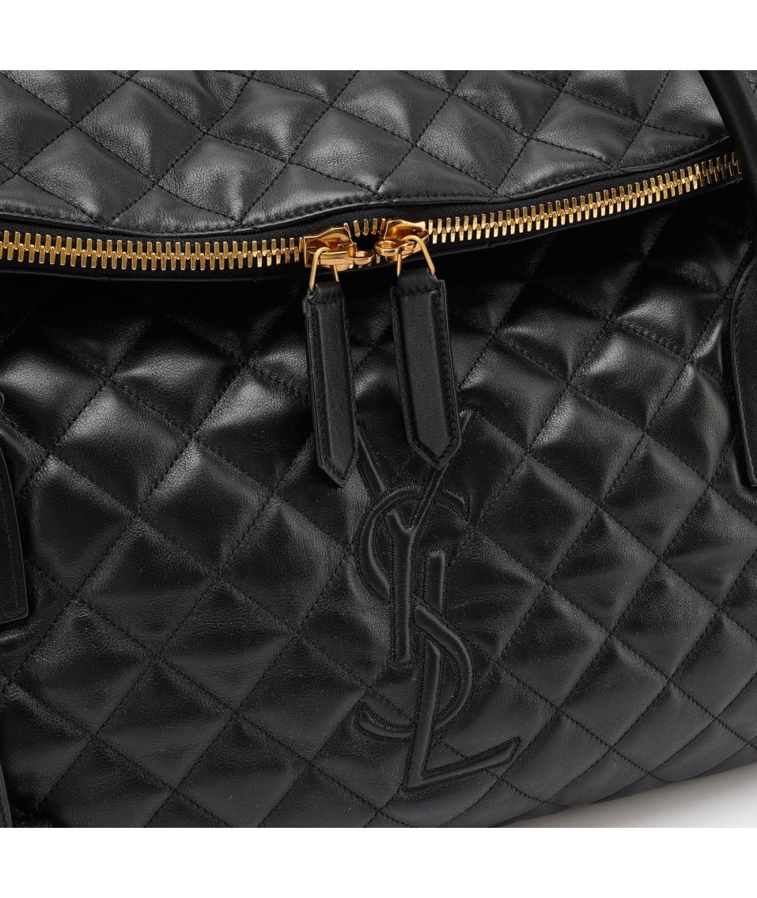 SAINT LAURENT Черная кожаная сумка тоут, фото 5