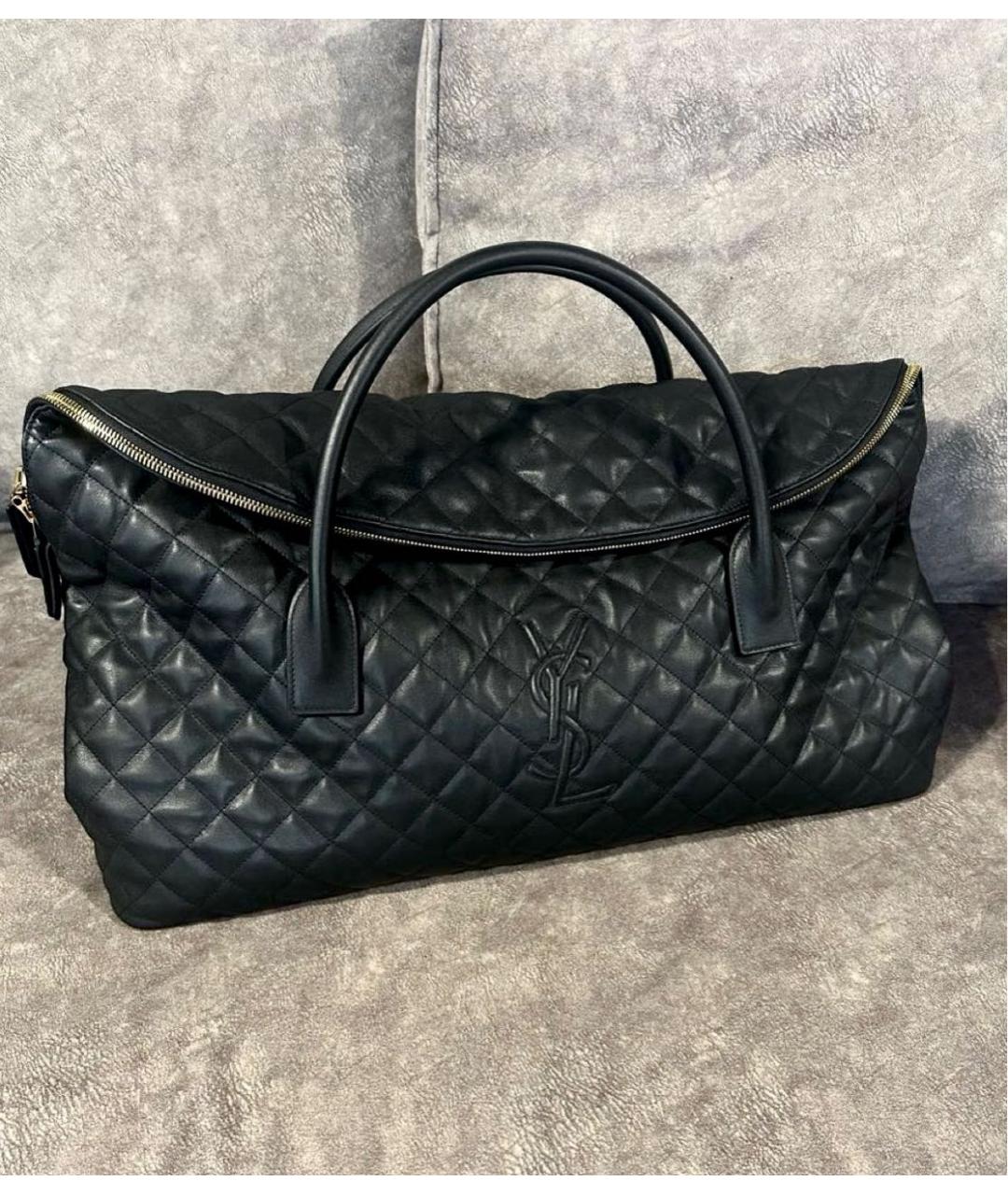 SAINT LAURENT Черная кожаная сумка тоут, фото 2