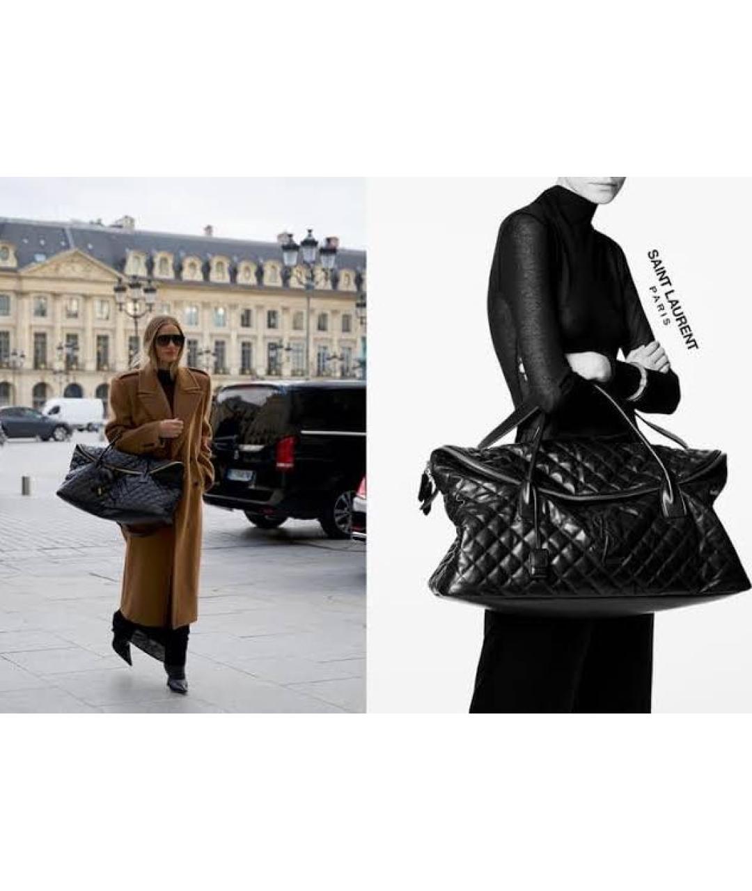 SAINT LAURENT Черная кожаная сумка тоут, фото 7