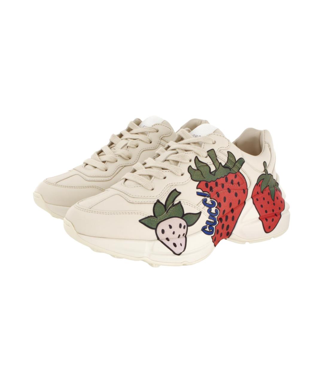 GUCCI Белые кожаные кроссовки, фото 3