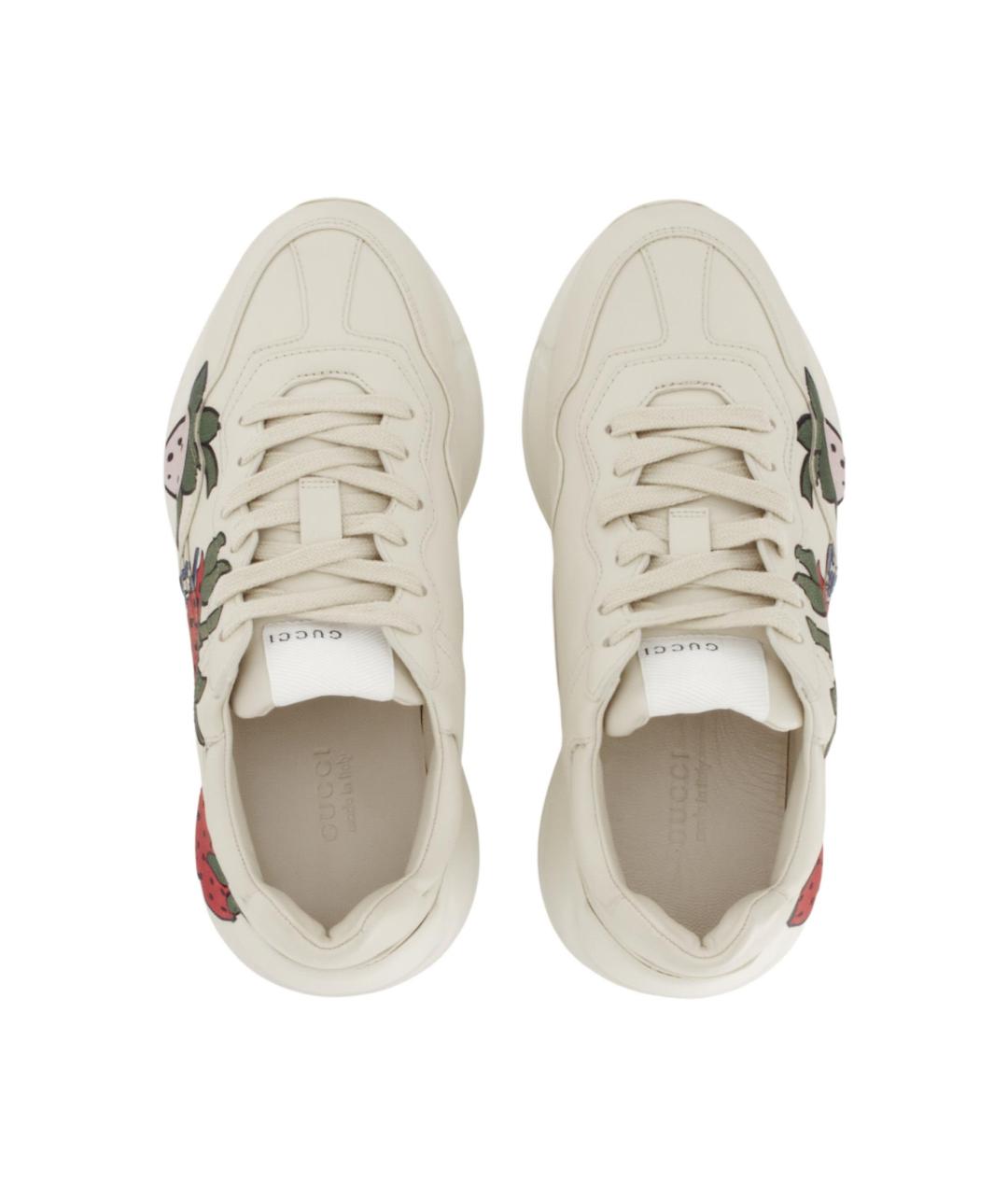 GUCCI Белые кожаные кроссовки, фото 4