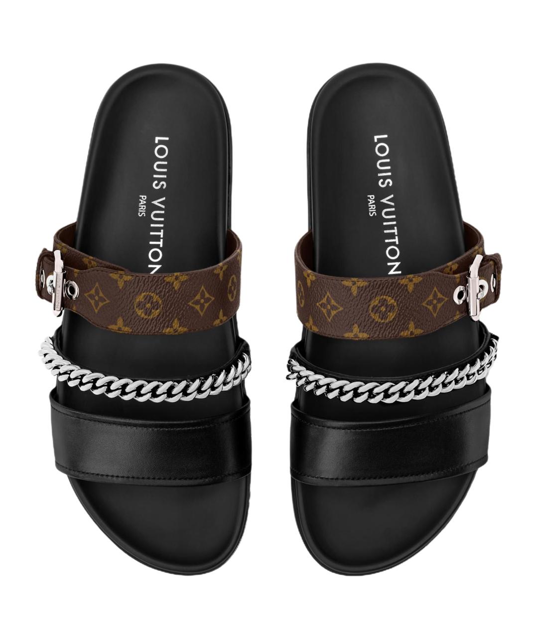 LOUIS VUITTON Черные кожаные сандалии, фото 4