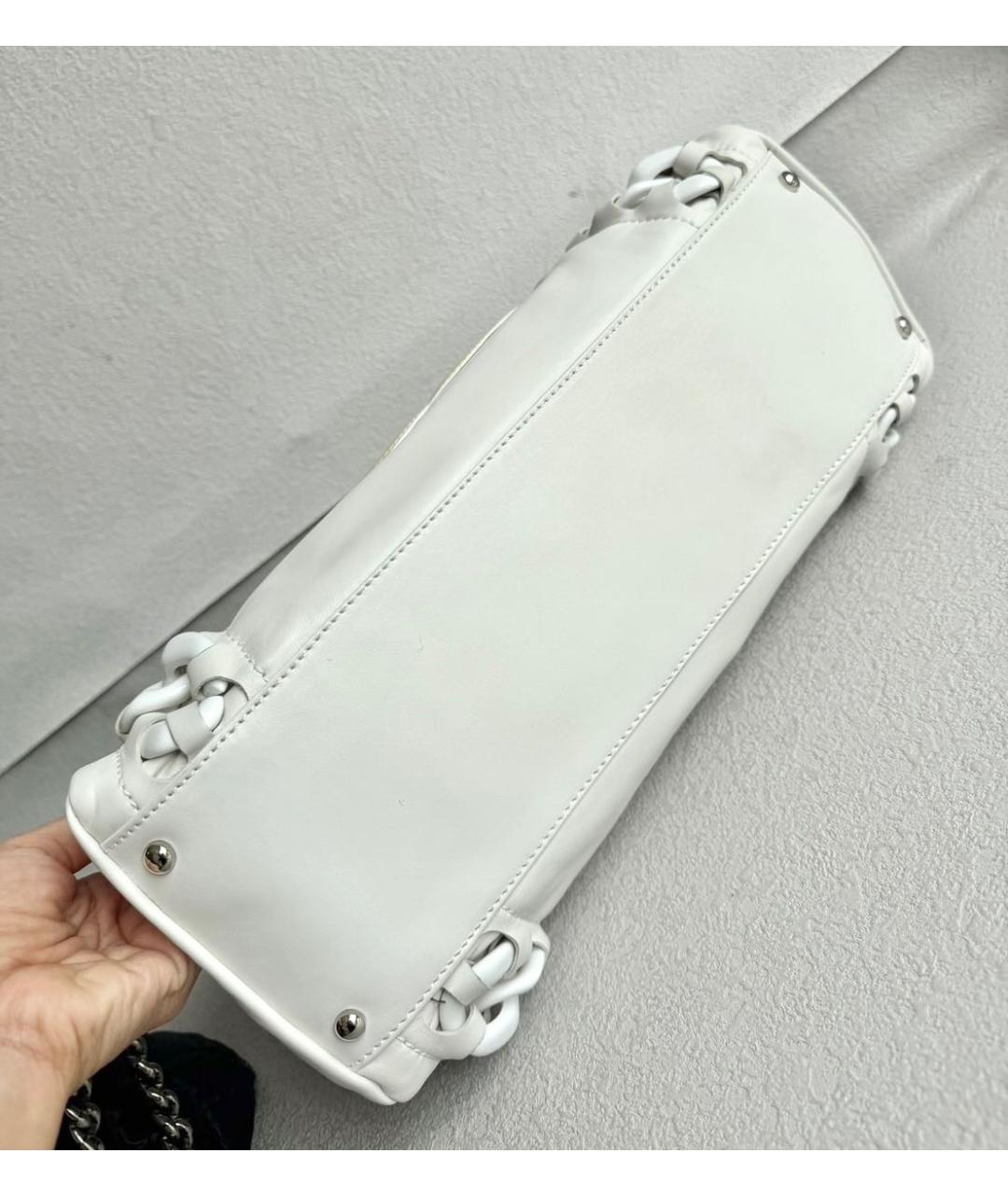 CHANEL Белая кожаная сумка через плечо, фото 3