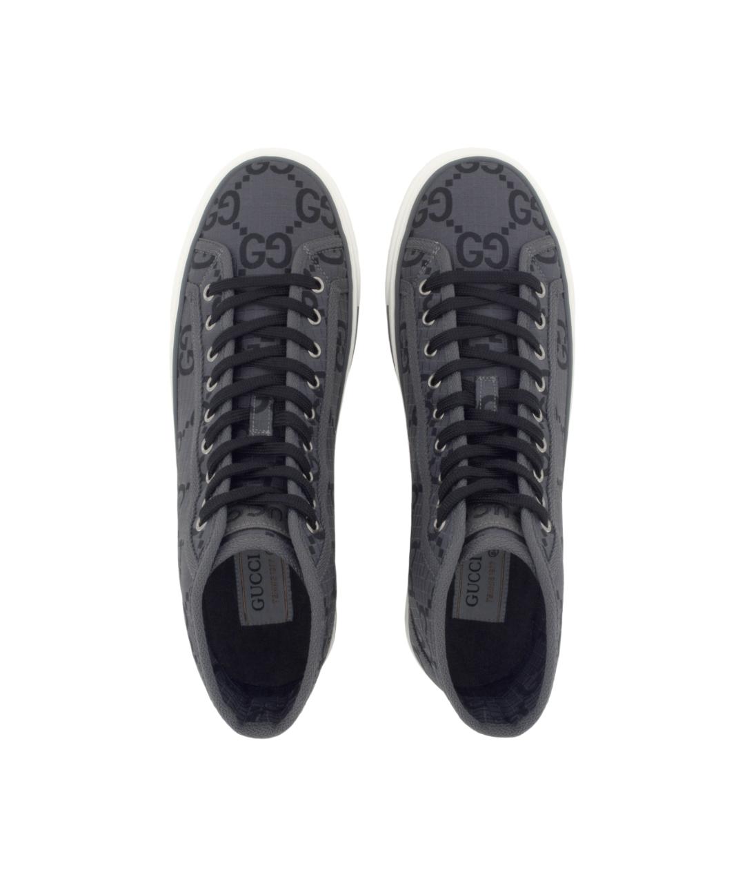 GUCCI Черные текстильные низкие кроссовки / кеды, фото 4