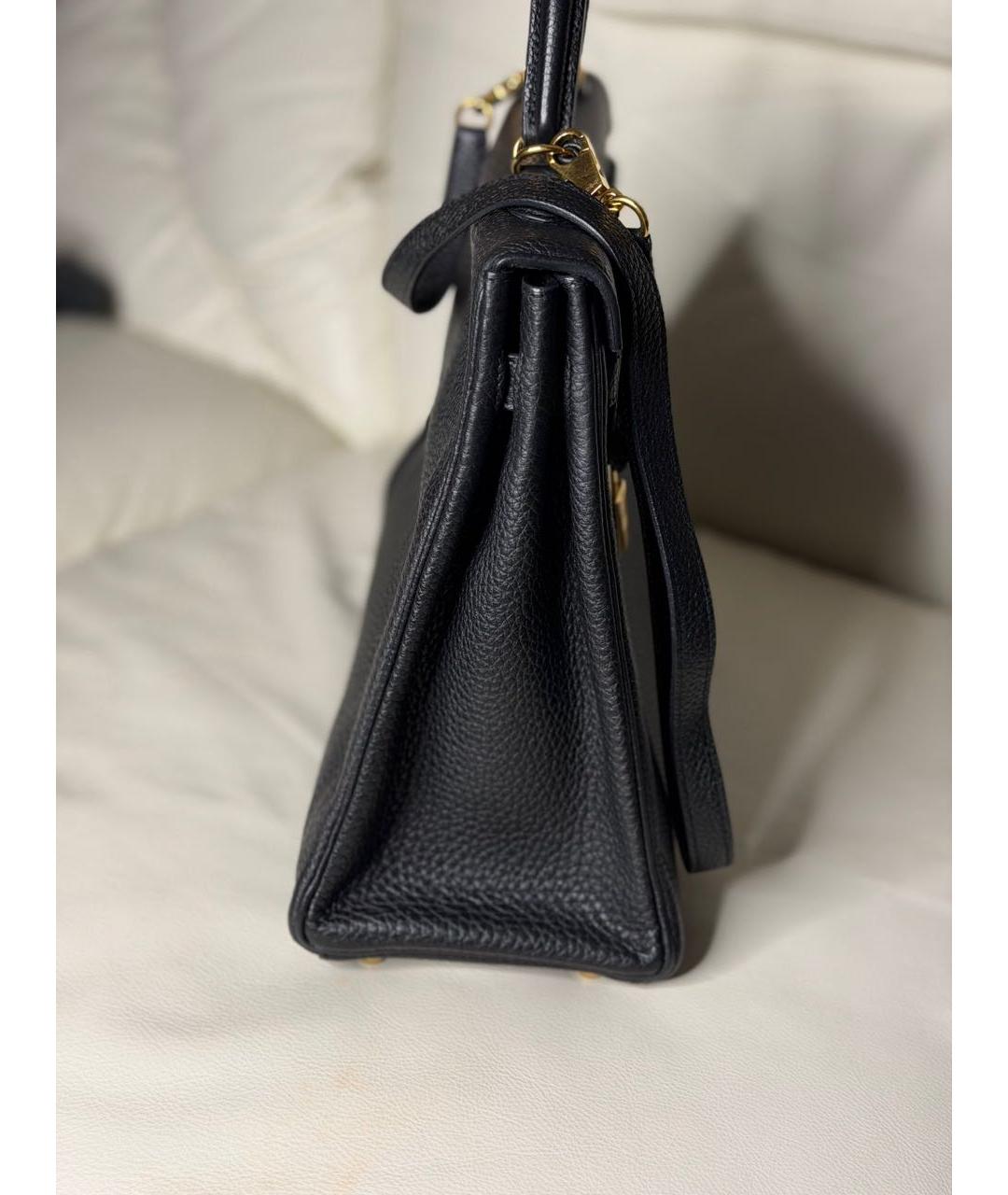 HERMES Черная кожаная сумка с короткими ручками, фото 7