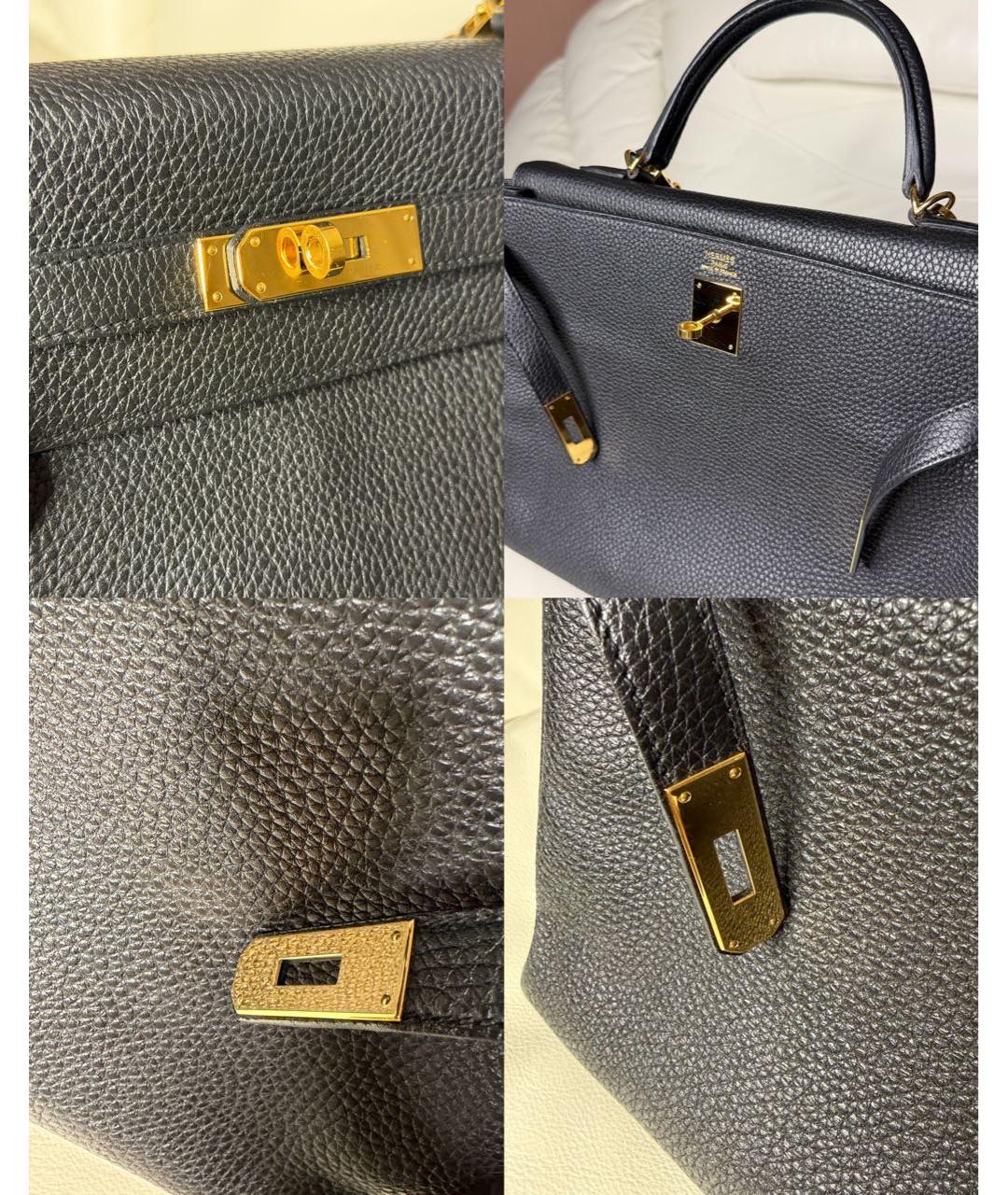 HERMES Черная кожаная сумка с короткими ручками, фото 6