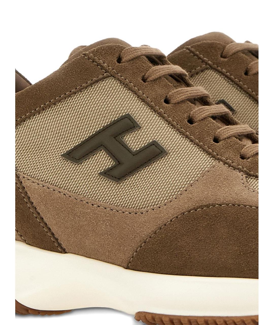 HOGAN Коричневые кожаные низкие кроссовки / кеды, фото 4