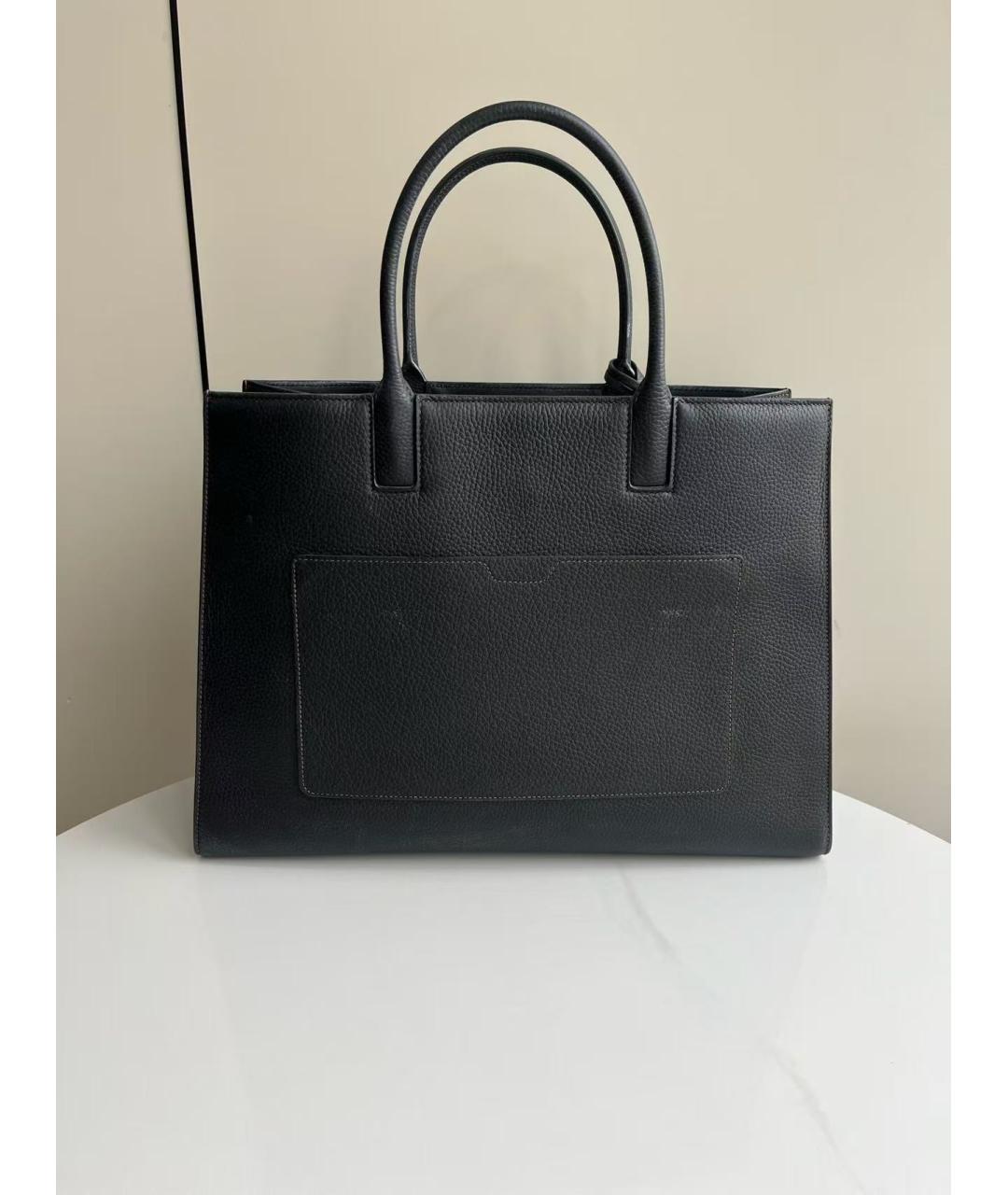 BURBERRY Черная кожаная сумка с короткими ручками, фото 3