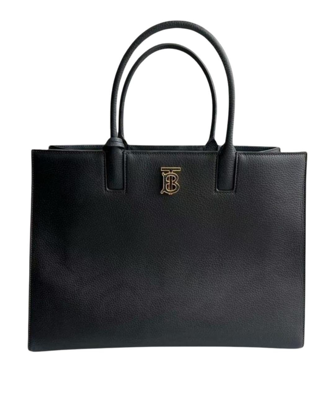 BURBERRY Черная кожаная сумка с короткими ручками, фото 1