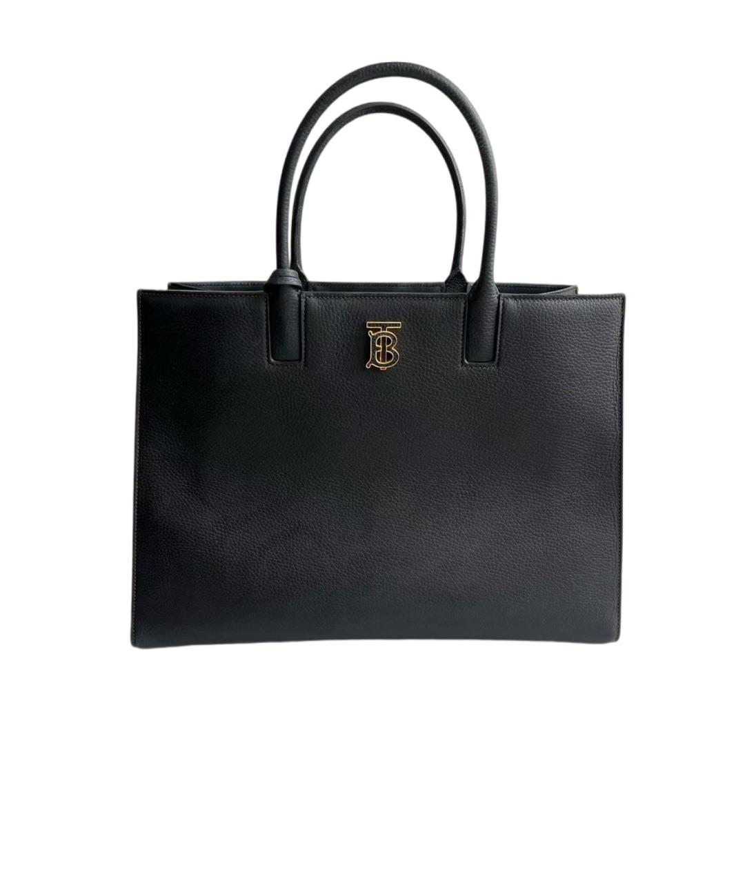 BURBERRY Черная кожаная сумка с короткими ручками, фото 7