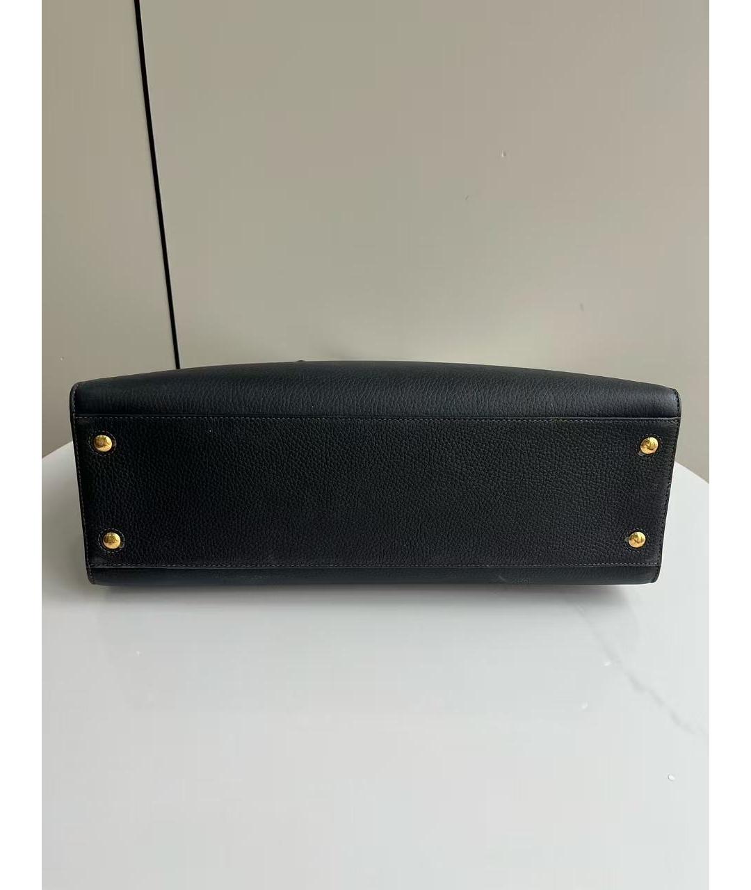 BURBERRY Черная кожаная сумка с короткими ручками, фото 5