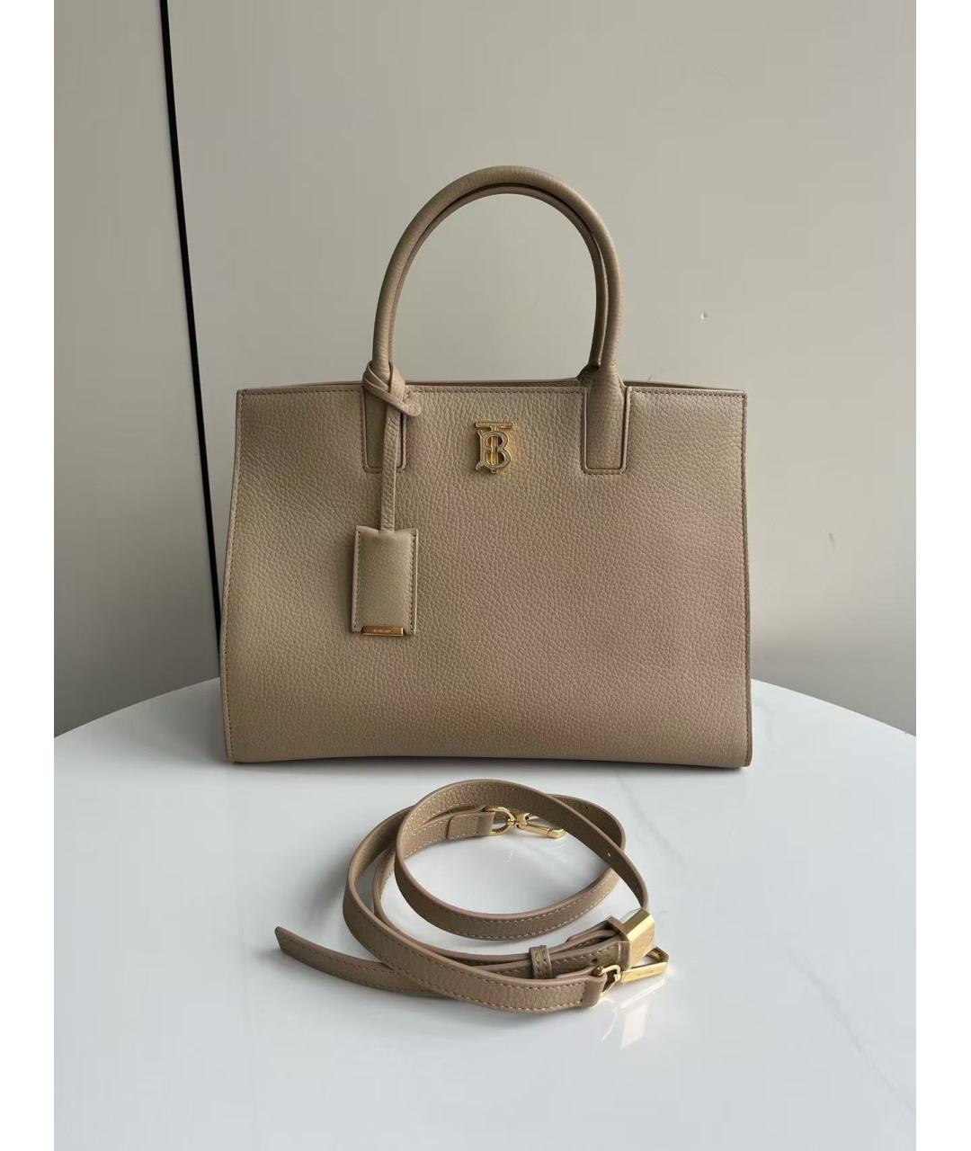 BURBERRY Коричневая кожаная сумка с короткими ручками, фото 2