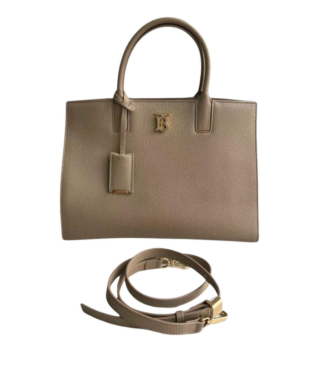 BURBERRY Коричневая кожаная сумка с короткими ручками, фото 1