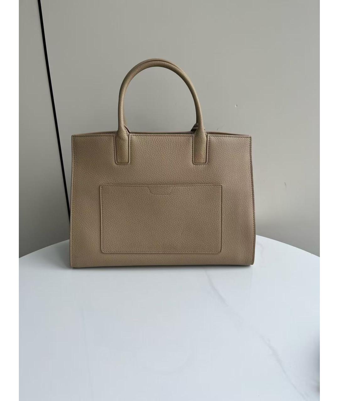 BURBERRY Коричневая кожаная сумка с короткими ручками, фото 3