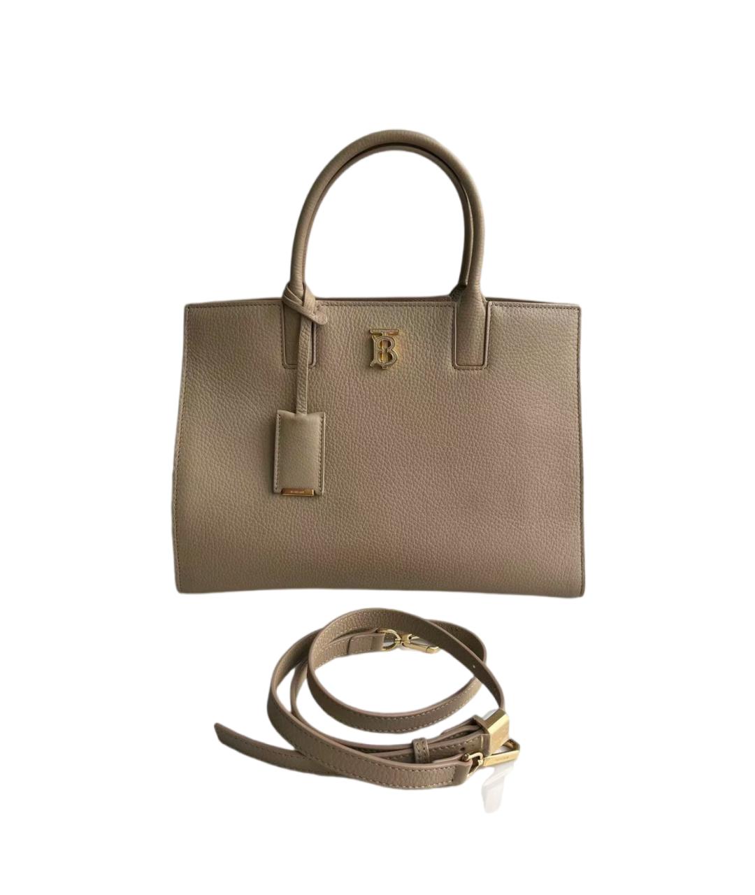 BURBERRY Коричневая кожаная сумка с короткими ручками, фото 7