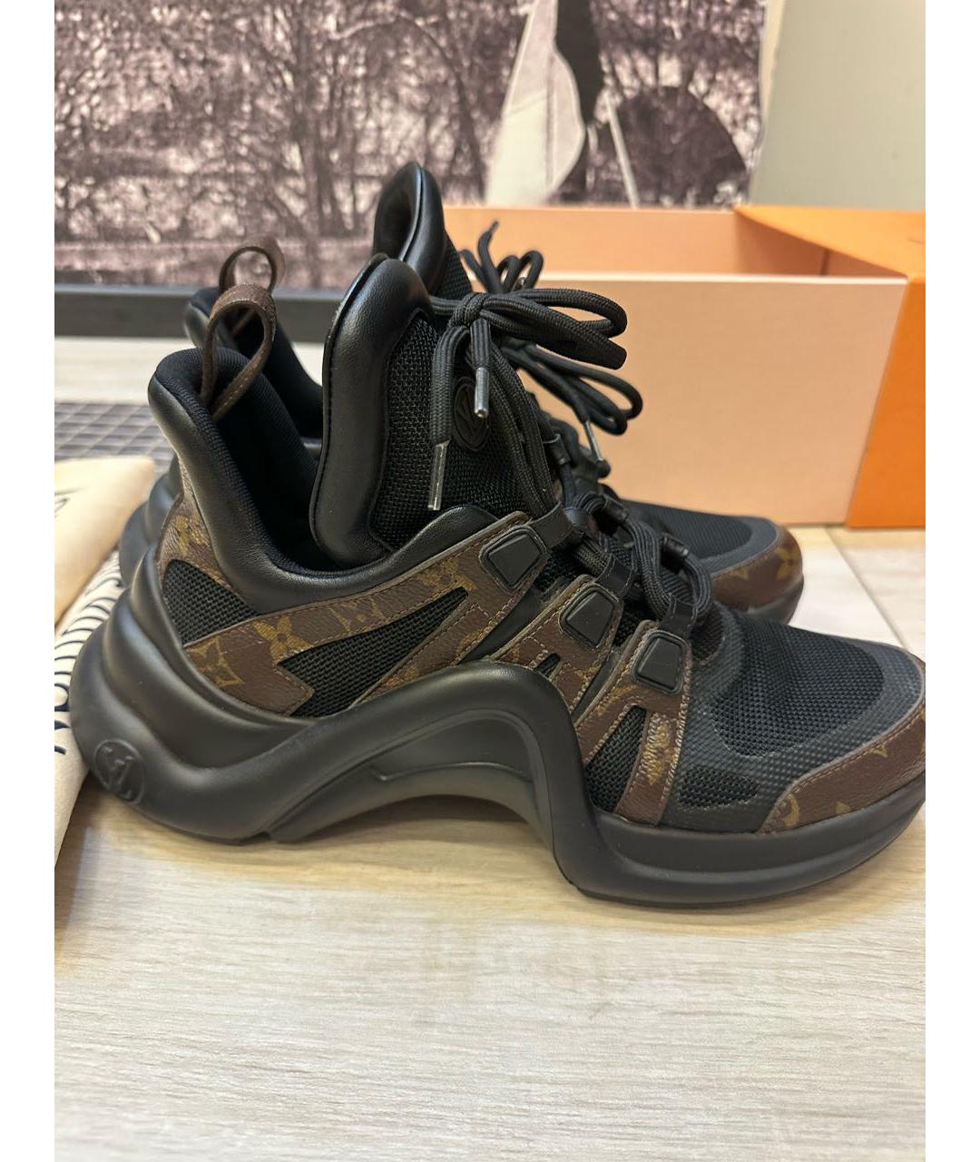 LOUIS VUITTON Черные кожаные кроссовки, фото 6