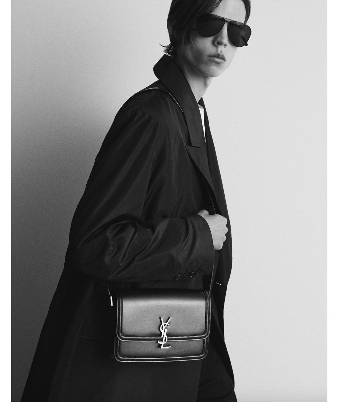 SAINT LAURENT Черная кожаная сумка на плечо, фото 7