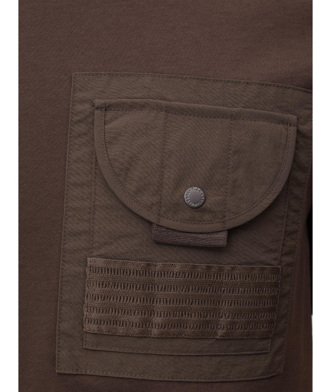 PARAJUMPERS Коричневая хлопковая футболка, фото 3