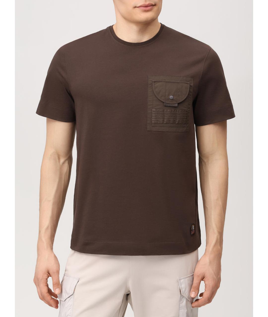 PARAJUMPERS Коричневая хлопковая футболка, фото 2