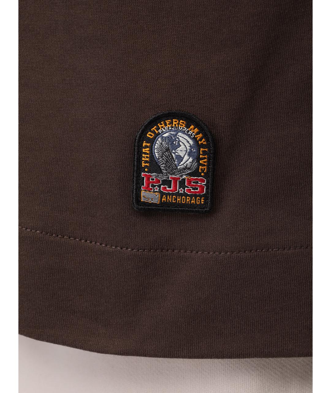 PARAJUMPERS Коричневая хлопковая футболка, фото 4