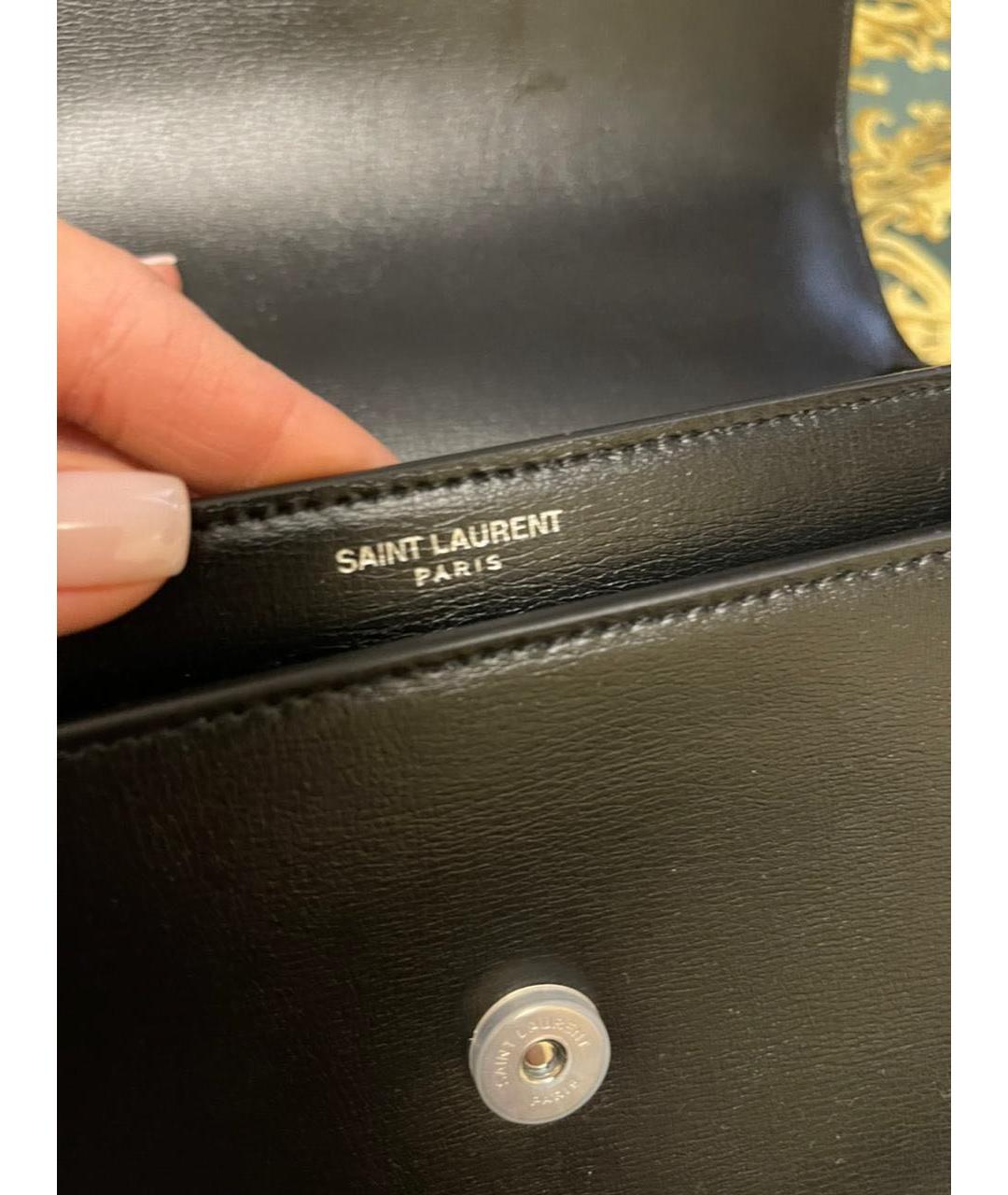 SAINT LAURENT Черная кожаная сумка через плечо, фото 2