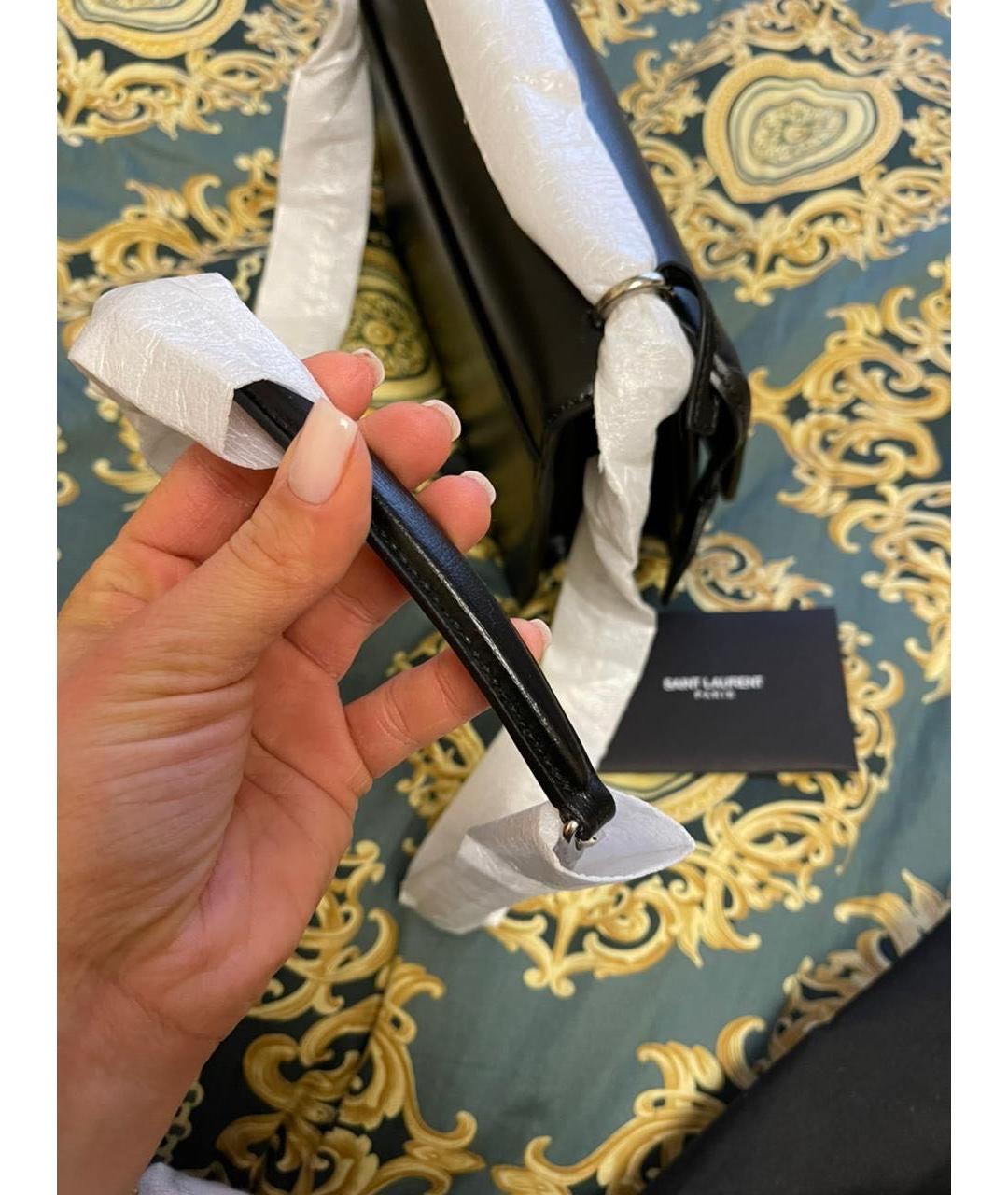 SAINT LAURENT Черная кожаная сумка через плечо, фото 5