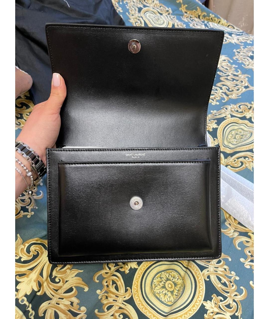 SAINT LAURENT Черная кожаная сумка через плечо, фото 3