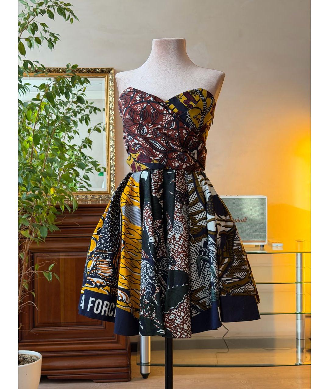 CHRISTIAN DIOR Мульти хлопковое коктейльное платье, фото 2