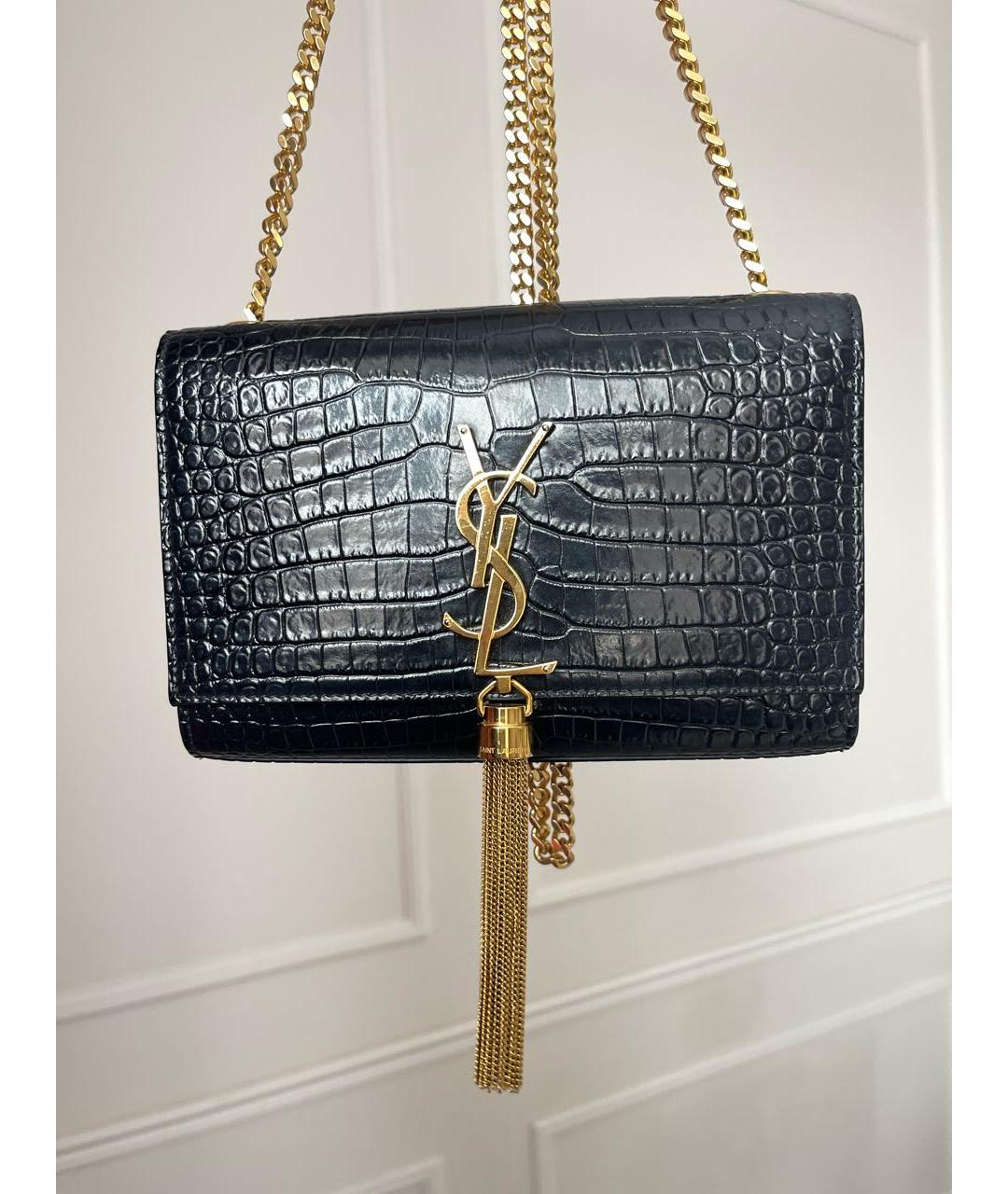 SAINT LAURENT Черная кожаная сумка через плечо, фото 5
