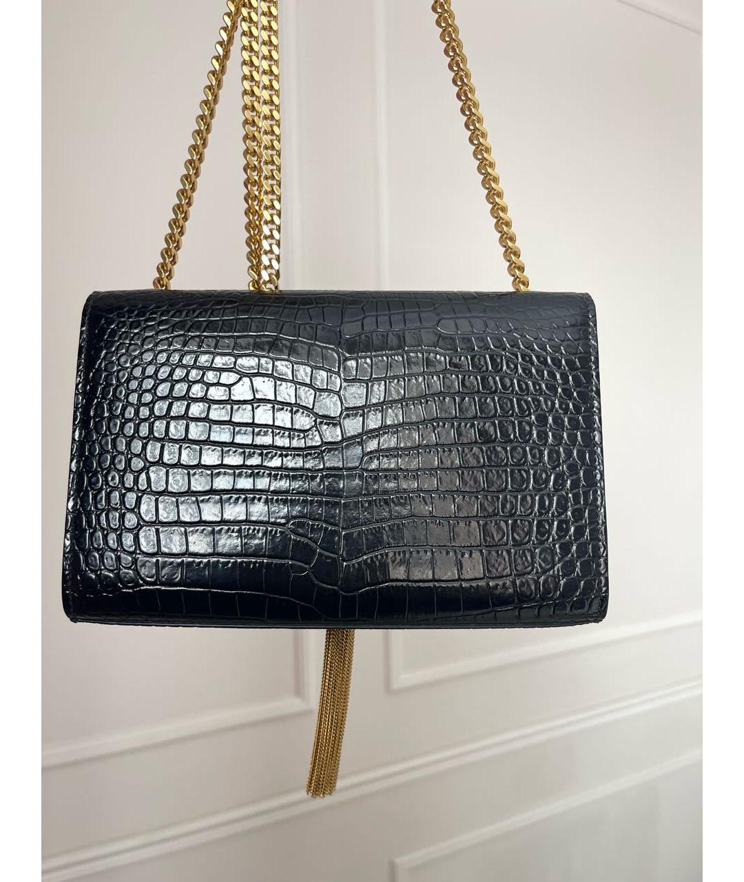 SAINT LAURENT Черная кожаная сумка через плечо, фото 3