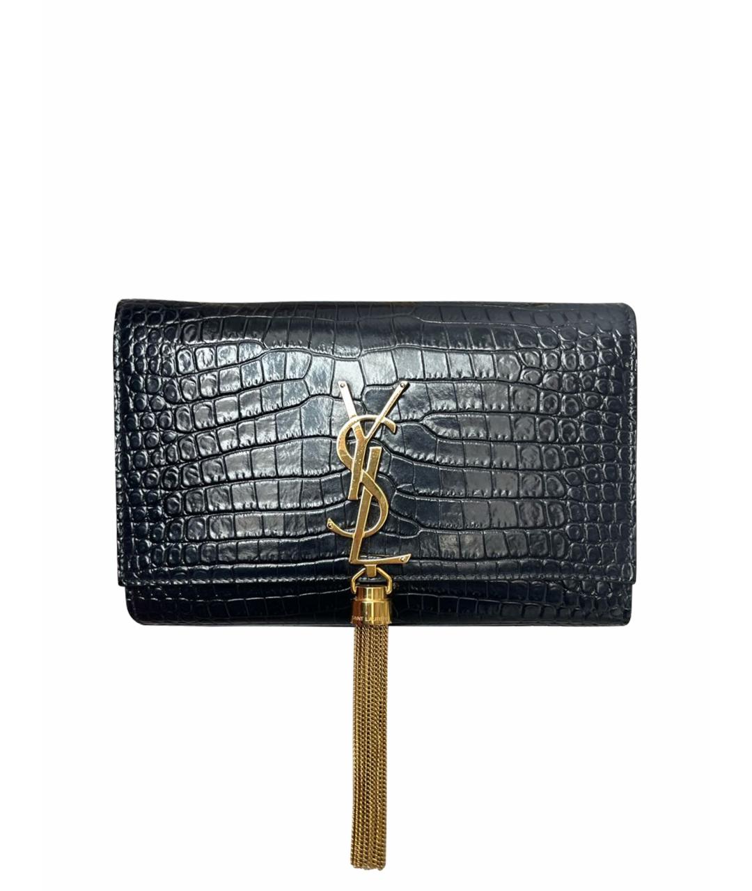 SAINT LAURENT Черная кожаная сумка через плечо, фото 1