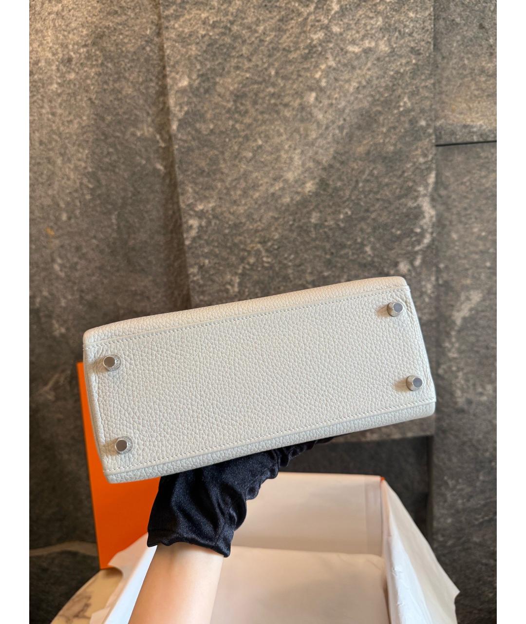 HERMES Серая кожаная сумка с короткими ручками, фото 7