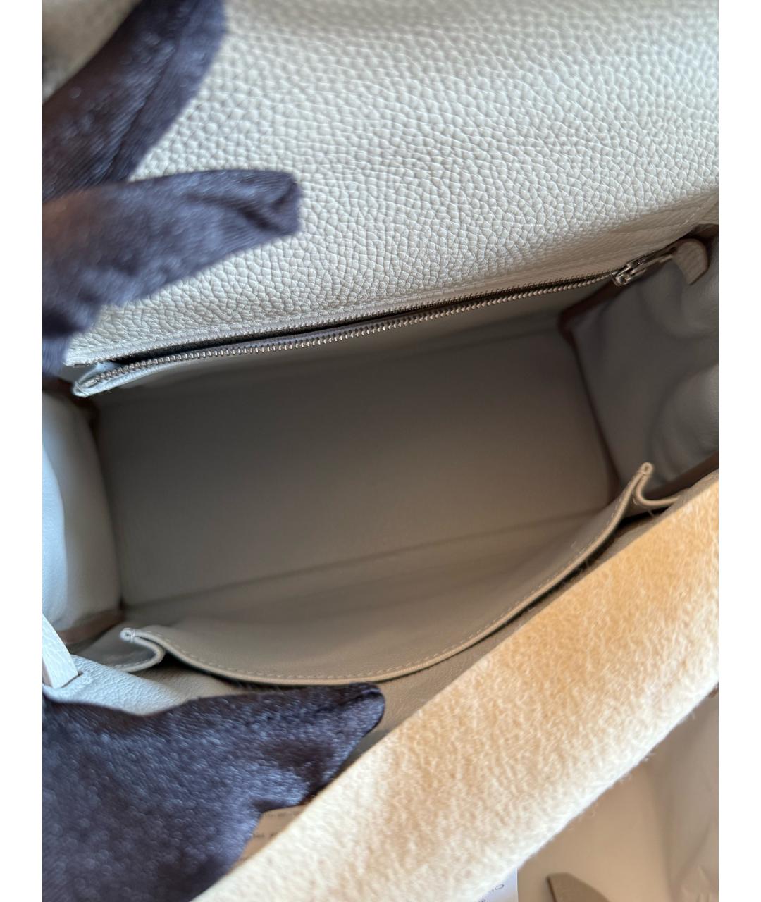 HERMES Серая кожаная сумка с короткими ручками, фото 9