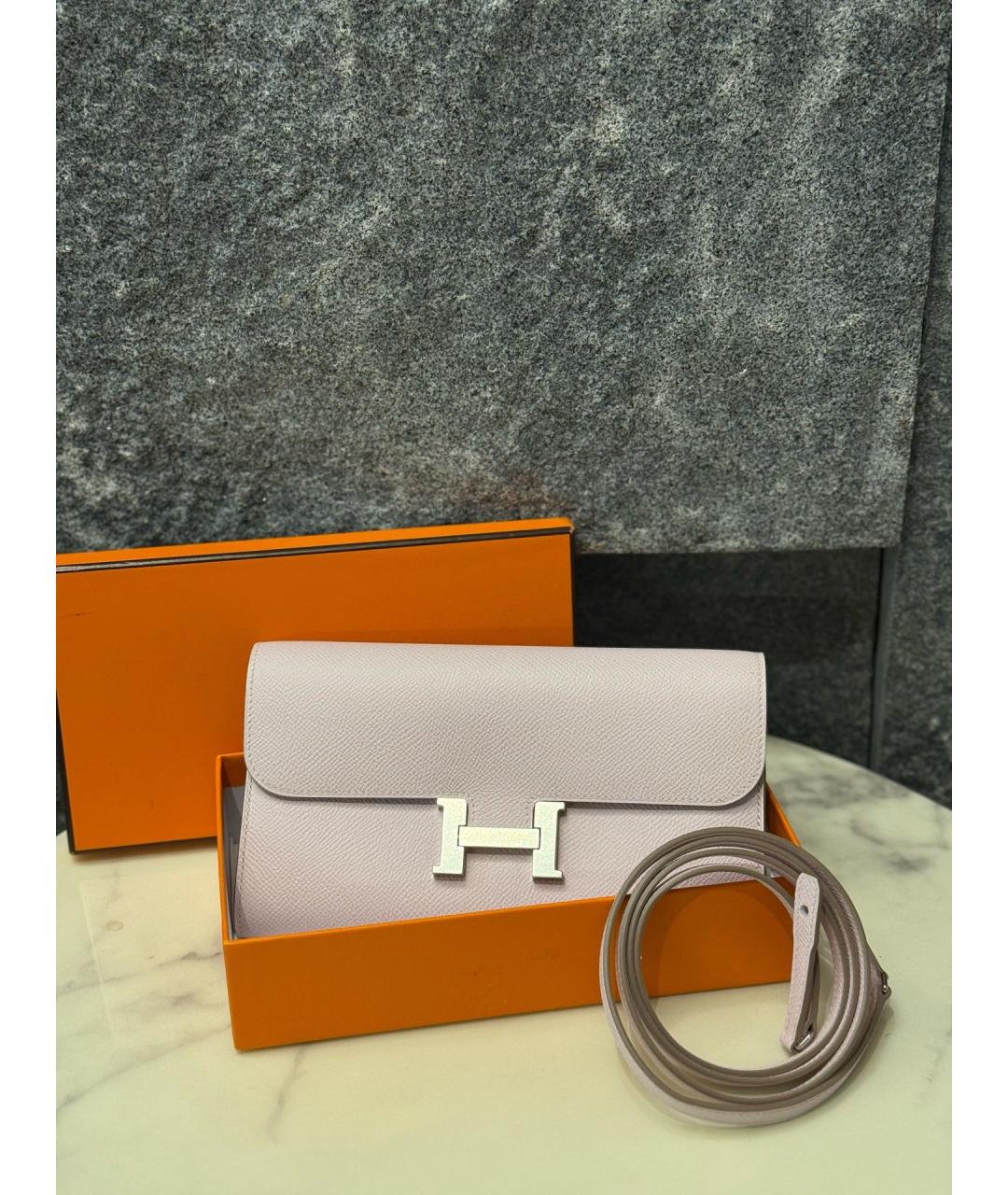 HERMES Фиолетовая кожаная сумка через плечо, фото 2