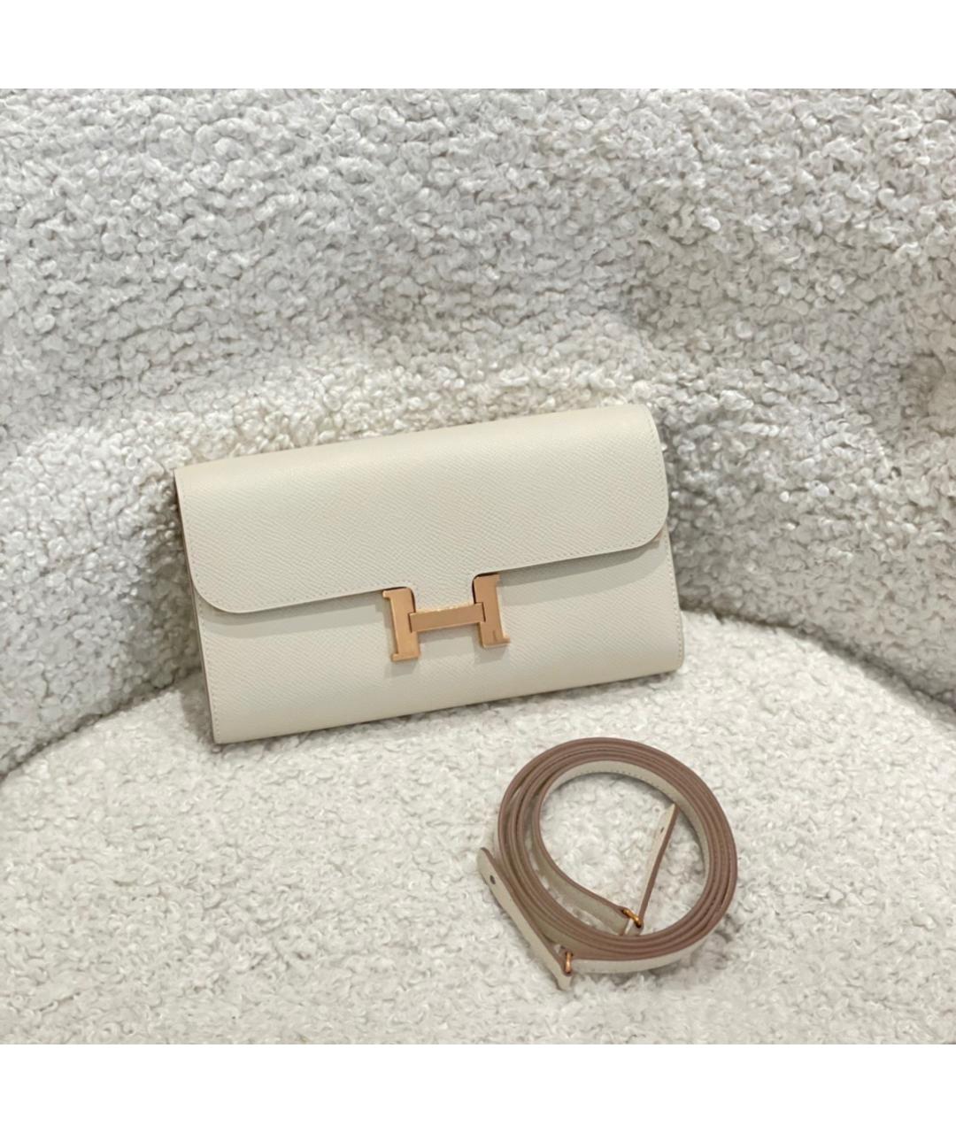 HERMES Белая кожаная сумка через плечо, фото 6