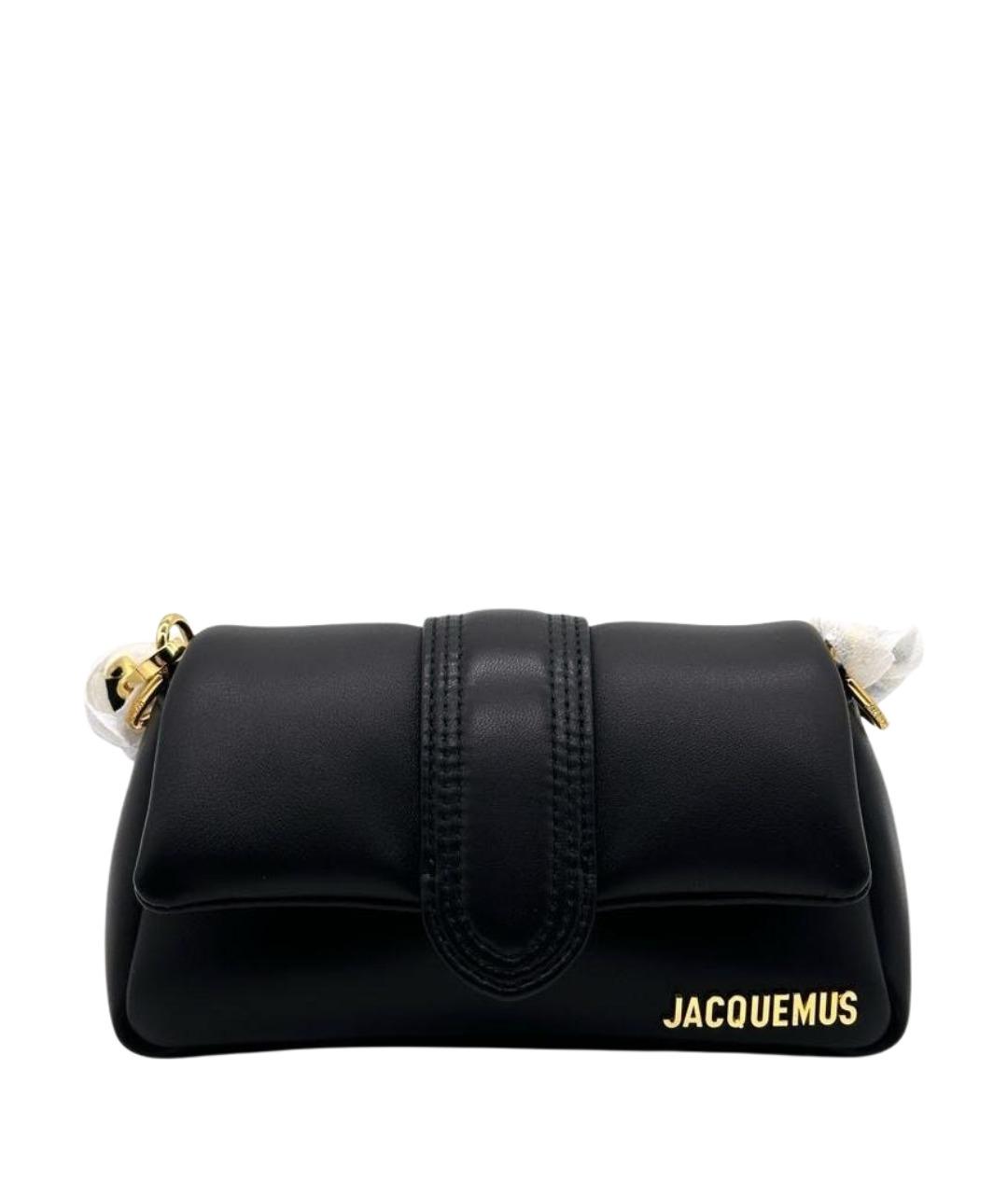 JACQUEMUS Черная кожаная сумка с короткими ручками, фото 1