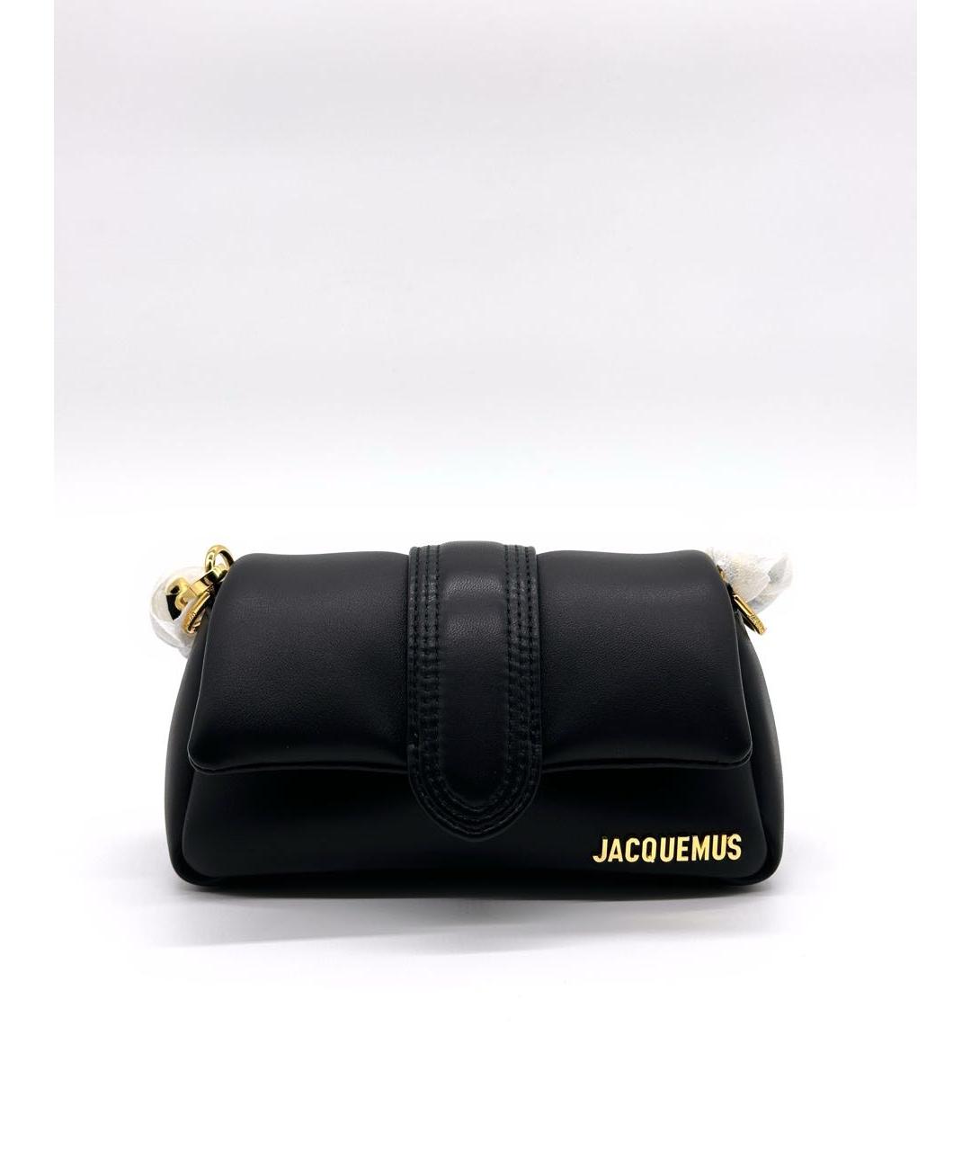 JACQUEMUS Черная кожаная сумка с короткими ручками, фото 5